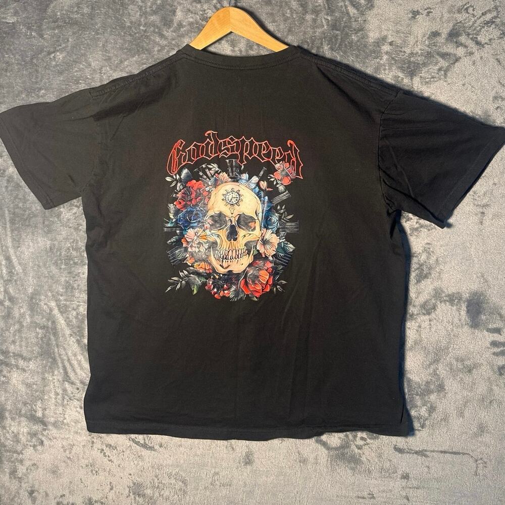 Streetwear x Godspeed Mens Black Floral Skull Graphic T-Shirt Men’s XL Black